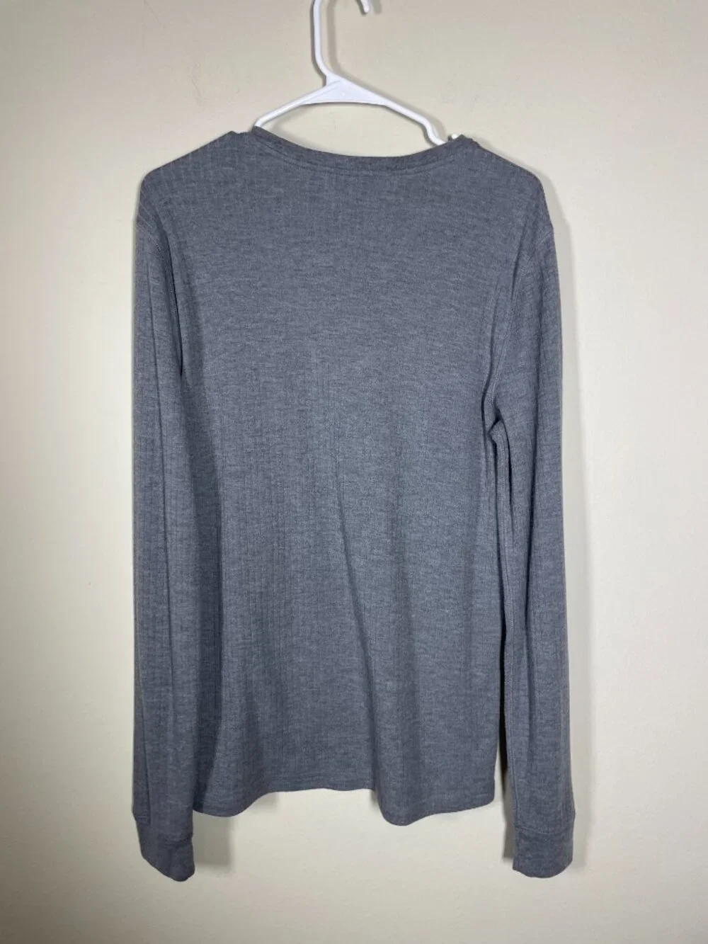 Vince Men's Long Sleeve Gray Ribbed Henley Shirt Medium Casual!